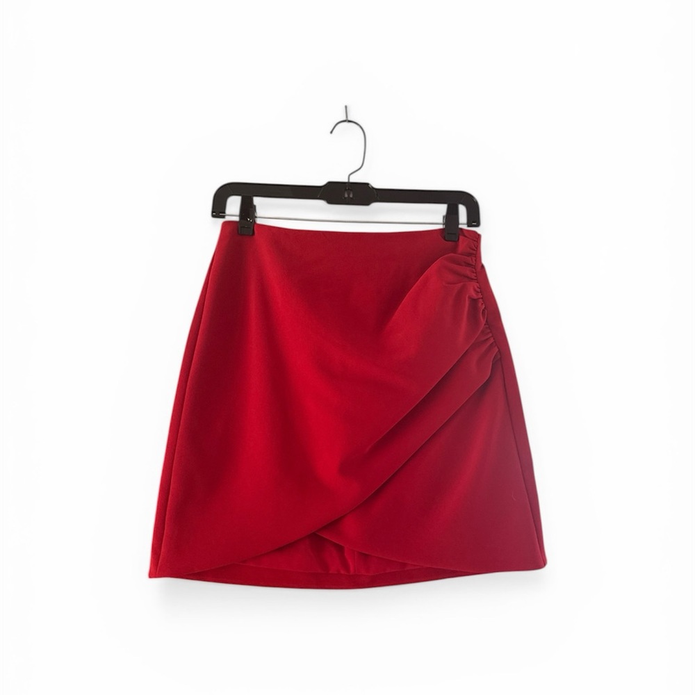 NWT Alice + Olivia Ruby Red Draped Wrap Skirt  Size 6 MSRP $225